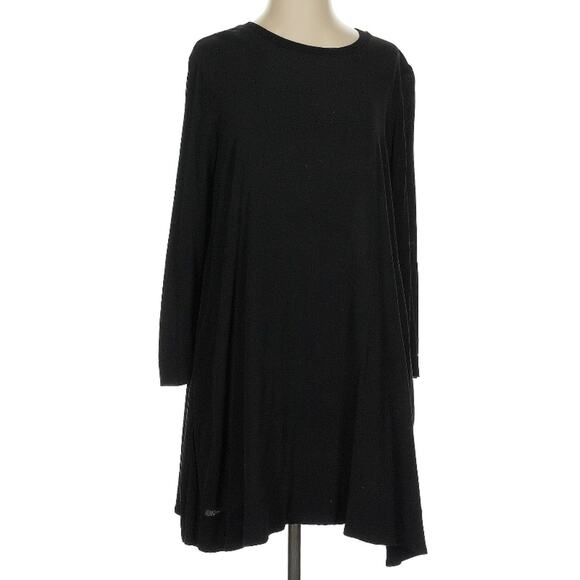 Enza Costa 100% Rayon Crepe Bracelet Sleeve Swing Mini Dress Black 1 S - Picture 3 of 11